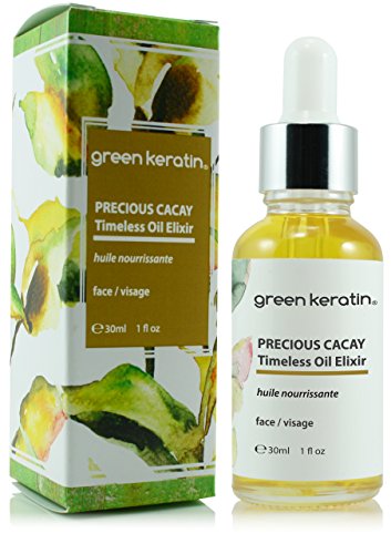 Green Keratin Precious Cacay Timeless Facial Oil. Pure Plant Elixir For Beautiful Radiant Looking Skin. Professional Anti-ageing.