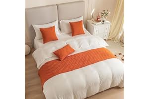 Morbuy Bed Runners and Matching Cushion Cover, Reversible Jacquard Bed Runners Scarves Home Decoration Hotel Bedding Bed Towel Bedroom Bedspread Protection (45x210cm(Bed Runners),orange)