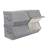 PLATZSPARENDE AUFBEWAHRUNG: Möchten Sie den begrenzten Raum voll ausnutzen? Diese Aufbewahrungsboxen von SONGMICS bieten Ihnen mehr Stauraum, während sie nur wenig Platz durch stapelbares und zusammenklappbares Design einnehmen