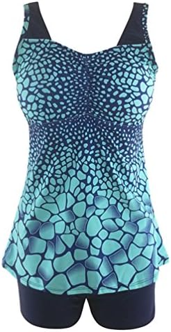 ZKOOO Printing Tankini Womens 2 Piece Bikini Sets Bathing Suits Swimwear with Pad Bra Swimming Beach Tops Boyshort Bottoms