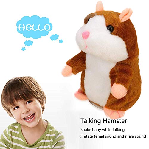 Zi Xi & Zi Qi Parler Hamster Plush Toy, répétez ce Que Vous Dites drôles Enfants Peluches (Brun Hamster)