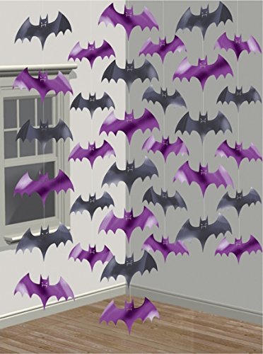 6-teiliges Decken-Deko Set * FLEDERMÄUSE * für Halloween oder eine Motto-Party // Kindergeburtstag Feier Fete Strings of Bats Fledermaus Horror Grusel Oktober