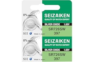 Seizaiken 397 SR726SW 1.55V 0% Hg Silver Oxide Watch Battery (2 Batteries) Made in Japan by Seiko