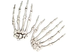 ZILZUFA 1 Paia Scheletro di Halloween, mani, terrorismo, osso spaventoso, scheletro in plastica, modello per casa per ambienti esterni e interni, accessorio per cosplay, feste