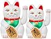 Produktbild NICK and BEN 2 Stück Winkekatzen Maneki Neko Katzen Weiss 13 cm + 16 cm