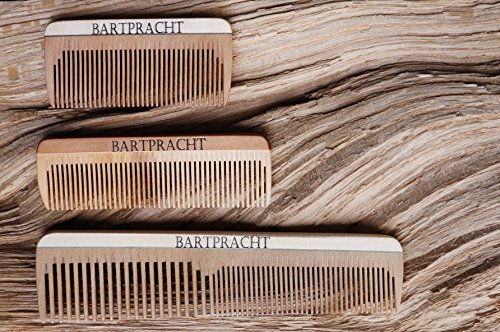 Bartpracht Bartkamm | Holzkamm (16cm) | Handgefertigt | Antistatisch | Taschenkamm | Premium Bartpracht Qualität | Naturprodukt | Made in Germany - 4