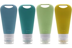 AIRFUL 4 Reiseflaschen aus Silikon, 4 nachfüllbar zum Beweis von Leckagen, Reisebehälter Behälter Reisebehälter für Sonnencreme, Shampoo, Lotion, Gel, Dusche, Kosmetik (90 ml)