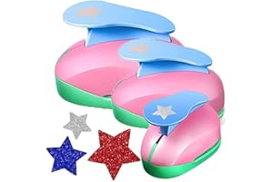 VSREI Perforadora de papel creativa Pentagrama Estrella, perforadora de fantasía hecha a mano para proyectos de bricolaje, fabricación de tarjetas (Pentagrama)- 3 tamaños 9/15/24mm - Color aleatorio