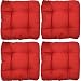 Produktbild proheim Stuhlkissen Bari 40 x 40 cm Sitzkissen Sparsets bequeme Gartenkissen stark gepolstere und weiche Stuhlauflage, Farbe:Rot, Menge:4er Set