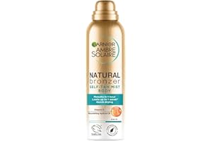 Garnier Ambre Solaire Natural Bronzer Quick Drying Dark Self Tan Body Mist, Intense & Streak Free Fake Tan, Lasts Up to 1 week, Vegan Formula, Radient Glow For All Skin Types, 150ml