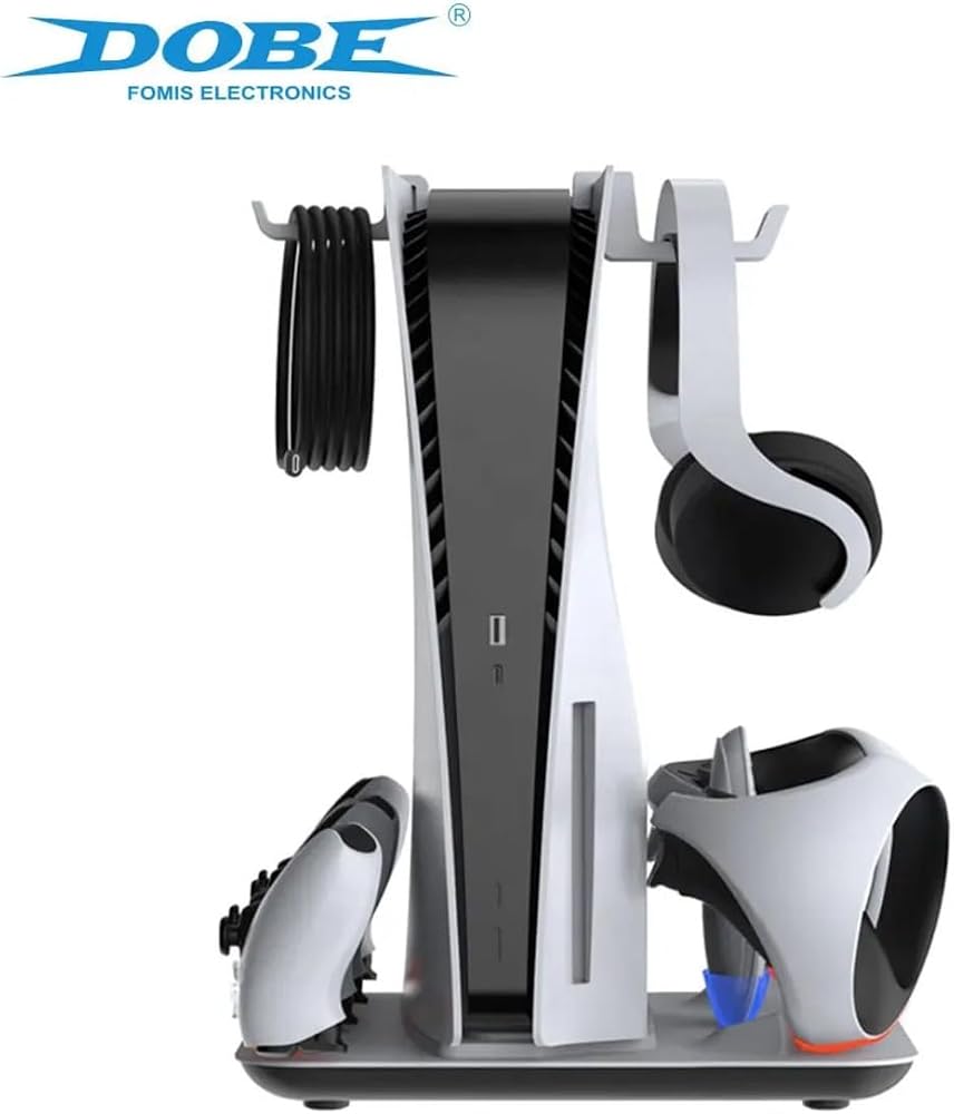 DOBE Fomis Electronics PS5 Disk Dijital/PS5 Slim Disk ve PS VR2 ile Uyumlu Multifonksiyonel Şarj Standı, Beyaz, TP5-3550
