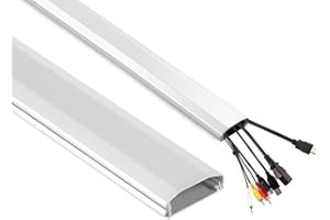 Maclean Cable Cover Tidy (60x20x750mm White Aluminum - Quick Open/Close)