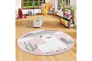 Pergamon Kinder Teppich Maui Kids Alpaka Wüstenlandschaft Bunt Rund in 3 Größen