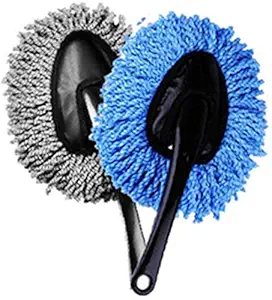 HEOBRO Microfiber Telescopic Duster for Dry/Wet Cleaning for use in Car/Home/Office (Grey and Blue) Pack of 2