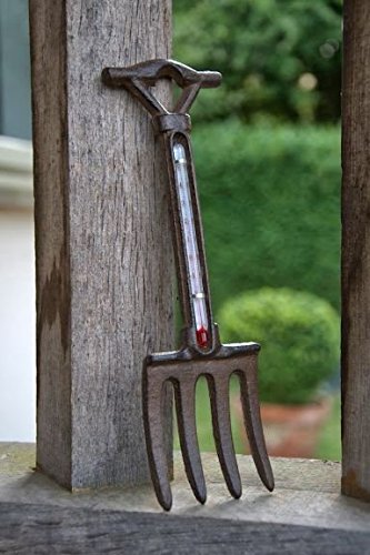 Thermometer in Form einer Grabgabel, Gusseisen