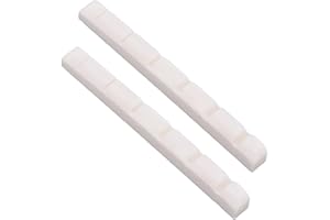 BOXOB 2pz Capotasto in Osso per Chitarra Elettrica, 42x4,5x3,5mm Pre-Intagliato Capotasto Ponti Strumenti Musicali Parti di Ricambio per Chitarre a 6 Corde Stile Strat Tele