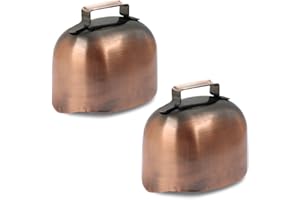 YITEXIN 2pcs Retro Style Grazing Metal Bells, Large 2.36×1.65×1.97in/6×4.2×5cm Anti-Lost Cattle Farm Animal Loud Bronze Bell, Iron Bells Metal Cow Bell for Cow Horse Sheep Dogs Cats Pets