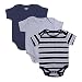 Gkidz Infants Pack Of 3 Striped and Solid Colors Half Sleeve Bodysuits (INF-3PCK-SSLV-YD-BDYST-CMB-3-0-3M_Grey-Navy_0-3 Months) RS.549.00