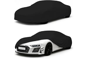 ‎LST LST Autoabdeckung Indoor – lackschonende und Dehnbare Autogarage. Car Cover Innenbereich für Autohäuser und Endverbraucher. Auto Abdeckplane schützt vor Sonne, Staub. (Schwarz, L (450x140x120cm))