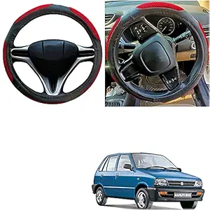 Autopearl Adinox Ring Type Car Steering Wheel Cover (Ultimate Black Red) For -Maruti Suzuki 800