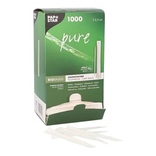 PAPSTAR Pure Holz-Zahnstocher, 6,5 cm, 1000 Stück