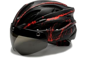 BESYLRUY Casco da bicicletta con visiera, casco da bicicletta leggero con occhiali magnetici, unisex, taglia regolabile, casco da mountain bike per uomo e donna