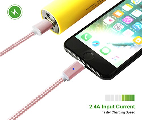 Lively Life 3in1 Magnetisches USB Ladekabel Datenkabel Type C Lightning und Micro USB Nylon braided Kabel für iPhone & Android Smartphones,iPad Tablets ,Macbook Air/Pro,Samsung Galaxy ,LG ,Sony Xperia,Google Pixel,Huawei ,HTC ,OnePlus, Motorola Moto,MP3 players, GPS, Camera and More(3.3ft/1m ,Roségold) - 3