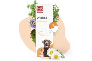 PHA Wurm Tropfen für Hund & Katze - Natürliche Wurmkur, Wurmmittel sekundierend, Alternative bei Wurmbefall mit Wurmkraut, Schafgarbe, Thymian, 50 ml