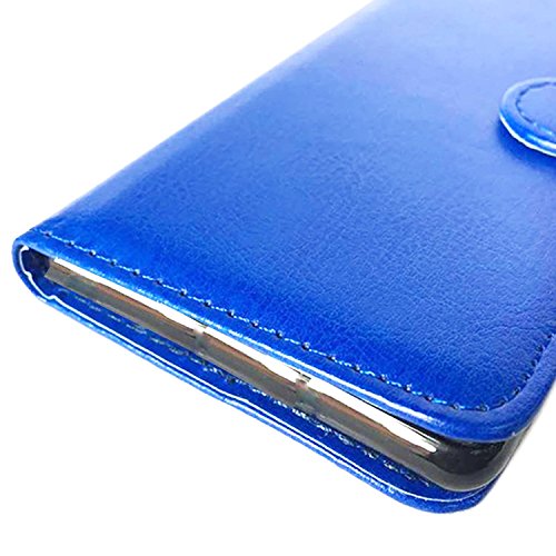 Huawei P10 Lite Custodia - Mobile Stuff Lussuosa PU Cover Custodia Protettiva Portafoglio da Mano per Huawei P10 Lite 2017 Smartphone + Free Stylus Pen (Plain Blue Book)