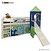Produktbild Homestyle4u Kiefer massiv Kinder Etagenbett mit Lamellen Slide Turm Sport, Holz, mehrfarbig, 97 x 208 x 110 cm