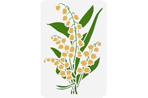FINGERINSPIRE Lily of The Valley Painting Stencil 21x29.7cm Hollowed Lily Flowers Drawing Template Plastic PET Flowers Leaves Stencil for Painting Reusable Plant Theme Template for DIY Crafts