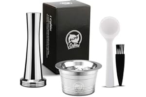 i Cafilas Kapsułki do kawy wielokrotnego użytku ze stali nierdzewnej do Tchibo Cafissimo Classic kapsułki do espresso z tamper kapsułkami do kawy