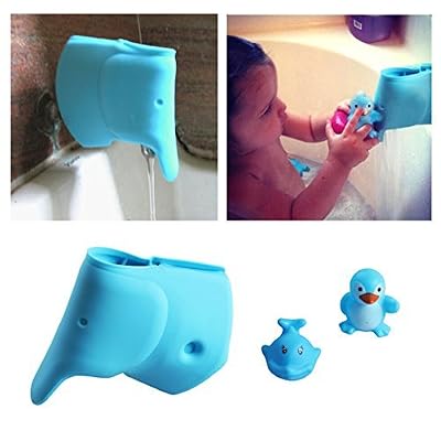 Générique Eau du Robinet Enfant Bain Lave Mains Extension de Robinet Salle de Bain Protection Sécurité pour Enfant Bébé Sécurité Forme de AnimaleBleu éléphant
