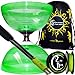 Produktbild Juggle Dream HURRICANE (Grun) Große Profi Diabolo Set mit Freiläufer (3K Dreifach-Kugellager), Diablo CARBON-Handstäbe + 10m ULTRA-SPIN Pro Diaboloschnur +Reisetasche! (The Best Freilaufdiabolo) Jongliergeräteräte
