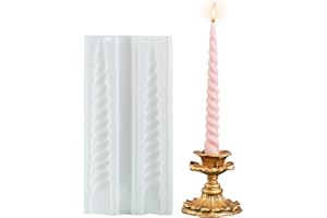 KEHO KEHO KEHONGDUN Spiral Taper Candle Moulds for Candle Making, Long Twisted Silicone Candle Moulds Pillar Candle Molds 3D Twisted Candlestick Silicone Moulds for Candlelight Dinner Valentine's Day Home Decorations