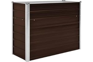 vidaXL Letto Rialzato da Giardino Rettangolare Alto Elegante Staffe Supporto Terrazzo Letto di Coltura Rialzato Marrone 100x40x77cm Acciaio Zincato