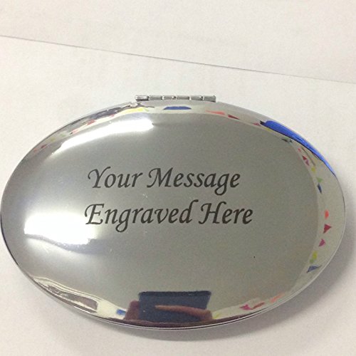 Oval Shape Personalised Compact Mirror, Engraved with a Message of your Choice