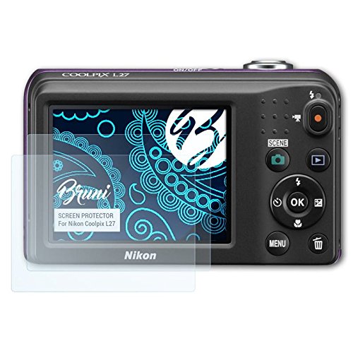 Preisvergleich Produktbild Bruni Schutzfolie für Nikon Coolpix L27 Folie - 2 x glasklare Displayschutzfolie