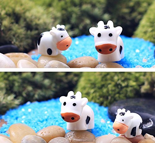 xinjiener Cute Mini Cow Resin Ornament for Micro Landscape Fairy Garden Decorations (2Pcs)