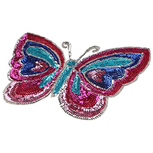 Gazechimp Schmetterling Form Pailletten Nähen Applikation Aufnäher Bügelbild Aufbügler Iron on Patches Applikation - 3