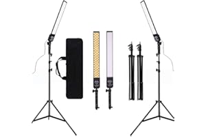 GSKAIWEN Dimmbar Bi-Color LED Videoleuchte 2er Set mit Stativ Tragtasche Fotografie Lichtset für Kamera Video YouTube Produkt Fotografie Shooting,376 LED Perlen, 3200-5500K,CRI 96+