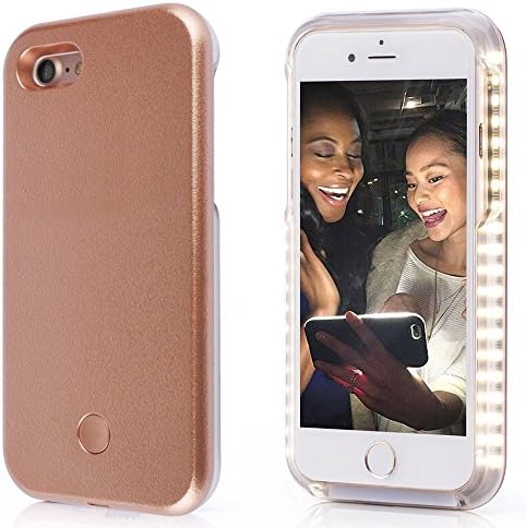 GSY Selfie Light iPhone 6 plus/6s plusCase, Rechargeable LED Light Up Flash Lighting Selfie Case Illuminated Cover [Dimmable Switch] for Apple iPhone6 plus/6s plus (iphone6 plus/6s plus, rose gold1)