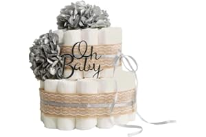 MY LITTLE BABIES Tarta de Pañales | Pastel de Pañales para Niño | Regalo Original para Recién Nacido | Regalo para Bebé | Modelo Grey Roses - MyLittleBabies