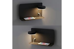SENFAY Lámpara LED de pared interior con interruptor Regulable, puerto de carga USB, lámpara de lectura Ajustables 12 W, Lámpara De Cabecera Dormitorio, para Salón hotel dormitorio, 3000-6000K