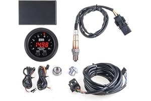 CNRAQR Air/Fuel Ratio Gauge Kit - 52mm 30-0300 X with LSU 4.9 Sensor and Controller Box Wideband UEGO Universal Ultra-Thin Round Digital AFR O2 Oxygen Sensor Controller Gauge