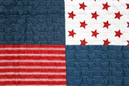 1001 Wohntraum D14 Quilt Stars ’n Stripes 180 x 220 cm Sterne USA Plaid Tagesdecke, Patchwork Landhaus Shabby Decke - 4