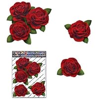 Rote Rosen-Blumen-kleines Auto-Aufkleber-Satz - ST00066RD_SML - JAS Aufkleber