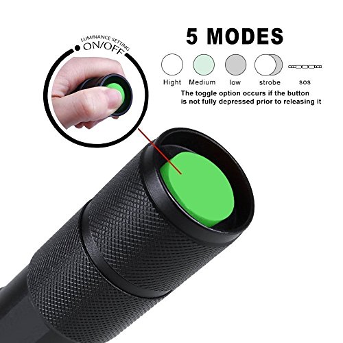 Asking Taschenlampe Taschenlampe LED Ultra Leistungsstarke Zoomable wiederaufladbar mit 5 Modi Lichtstärke verstellbar (Batterie wiederaufladbar enthalten) - 5