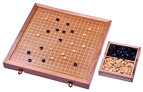 Go – Gobang – Spiel der Götter – Strategiespiel – Brettspiel aus Holz mit weissen Linien - 2