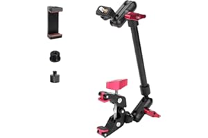 JEBUTU Super Klemme mit 1/4 Zoll und 3/8 Zoll Gewinde und verbesserter 34 cm verstellbarer Gelenk-Reibungsarm mit 1/4 Zoll Gewinde, Magic Arm Kamerahalterung für LED-Licht/Blitzlicht/Mikrofon/Monitor